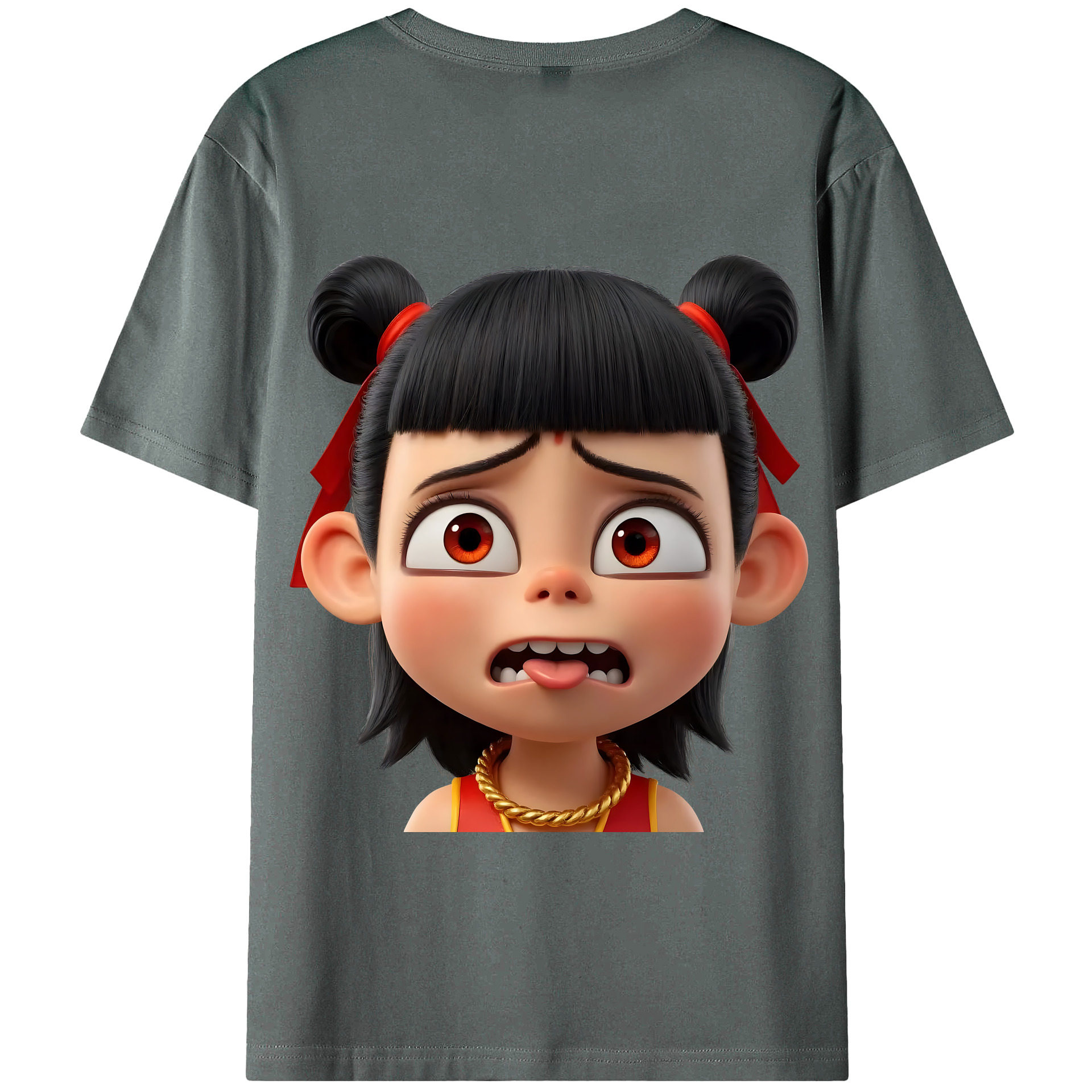 （画像用） Ne Zha 2 ナタ 魔童の大暴れ 綿100％半袖Tシャツ（背面プリント）